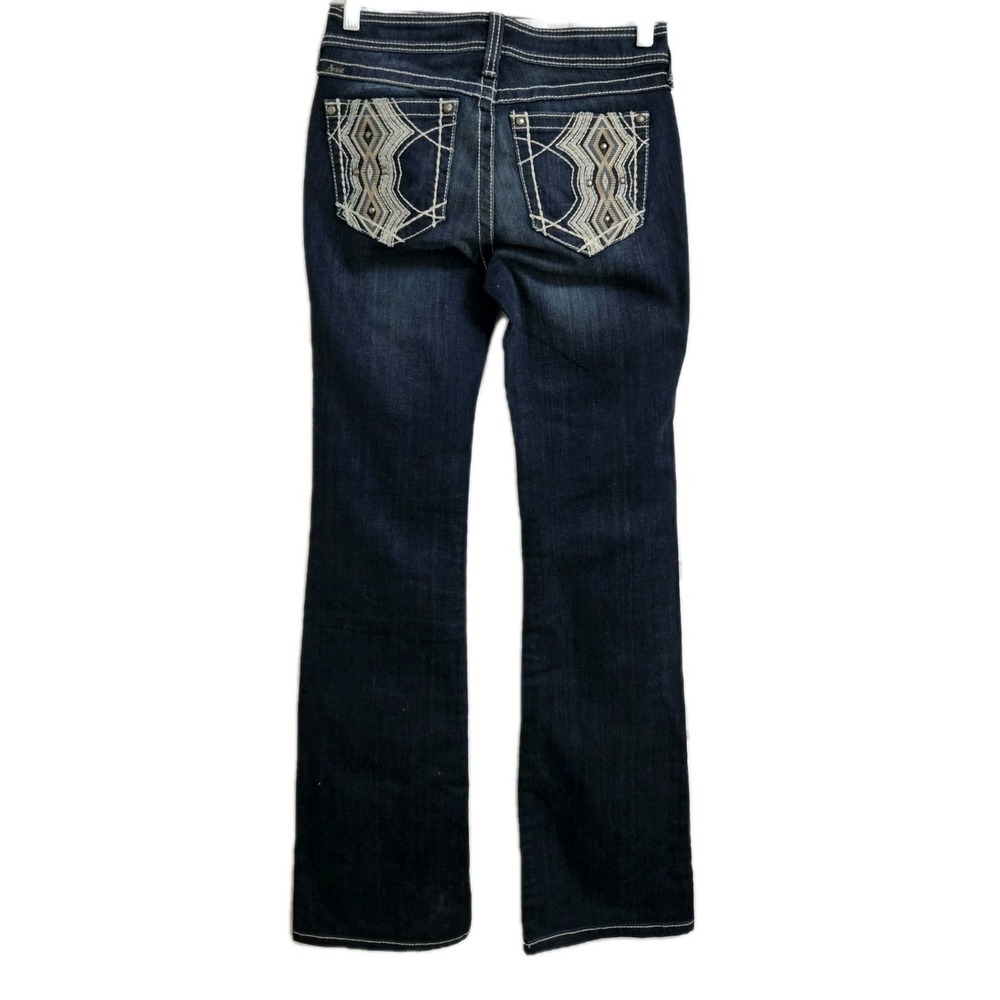 Ariat Jeans Women 26L Blue Turquoise Bootcut Embroidered Contrast Stitch Long